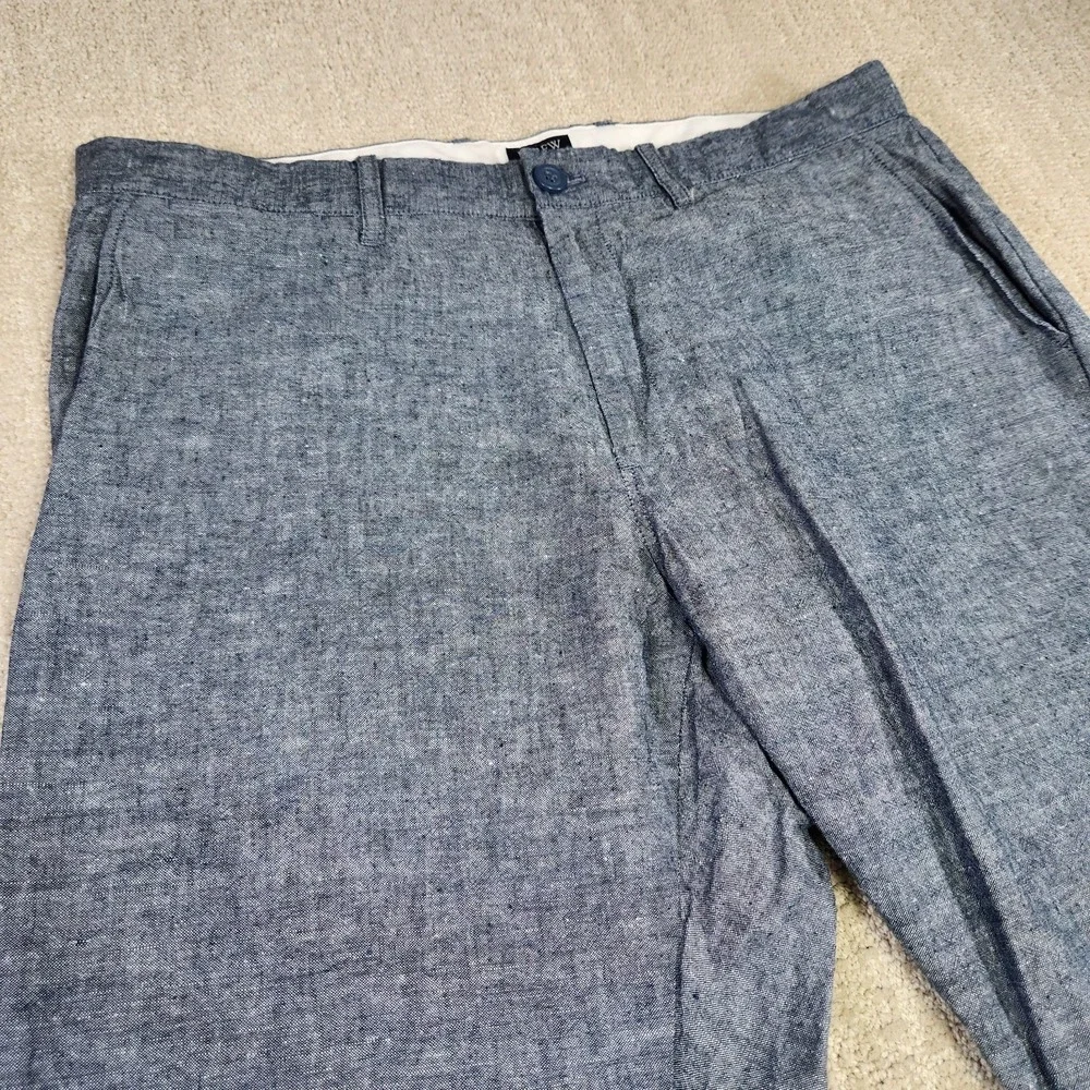 J Crew Pants Men 34x32 Sutton Chambray Linen Blend Straight Leg Blue Preppy